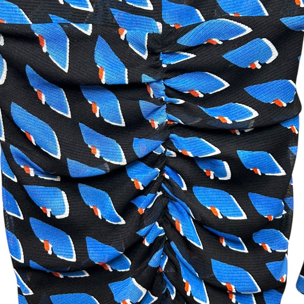 Diane Von Furstenberg ‘Ganesa’ Mini Dress Off-Shoulder Mesh Ruched Black X-Small - Picture 12 of 12